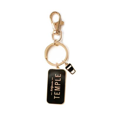 Black Temple Keychain with To-Go Cup Charm