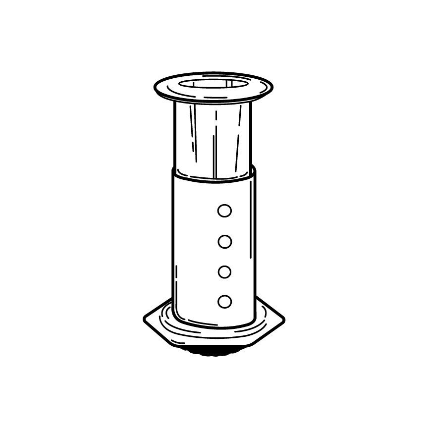 Line drawing of a cylindrical object with a hexagonal base on a white background