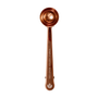 A single copper-toned measuring spoon with a long handle, featuring the text 'TEMPLE COFFEE ROASTERS' and a logo printed on it, set against a plain white background.