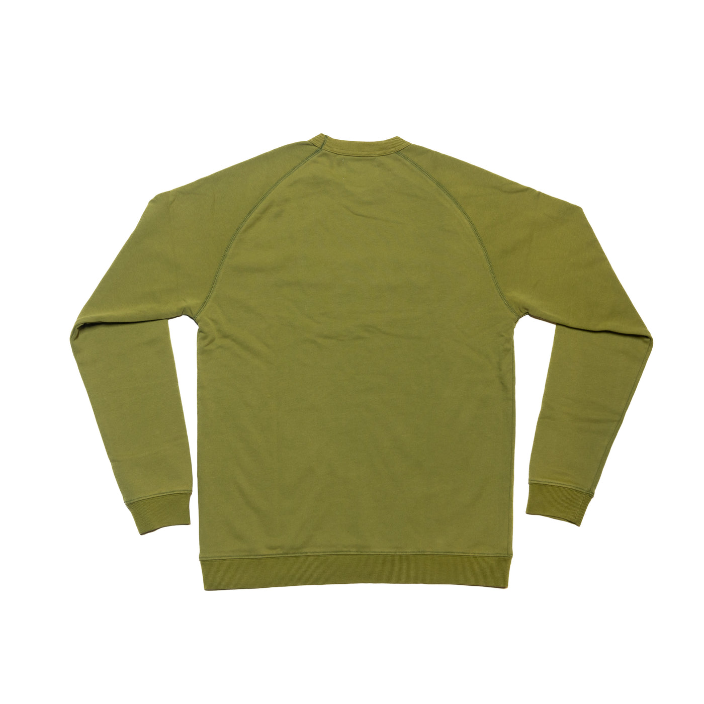 Green Crewneck Sweater with "COFFEE" sewn on and a Temple Coffee patch.