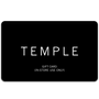 Black gift card with 'TEMPLE' printed on it, indicating in-store use only.
