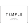 White e-gift card with 'TEMPLE' branding and text on a white background