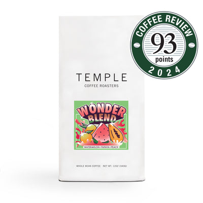 12oz Bag of Wonderblend coffee, 93pt Coffee Reivew Emblem